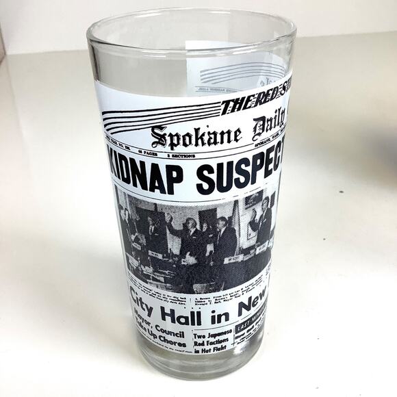 Set of 4 Spokane Daily Chronicle Spokesman Review Newspapers Vtg Bar Glasses - Picture 8 of 12